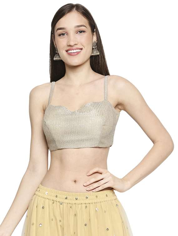 gold crepe embroidered blouse