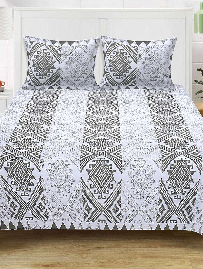 texstylers 100% cotton 120x120 inches super king size jaipuri print bedsheet with 2 pillow covers
