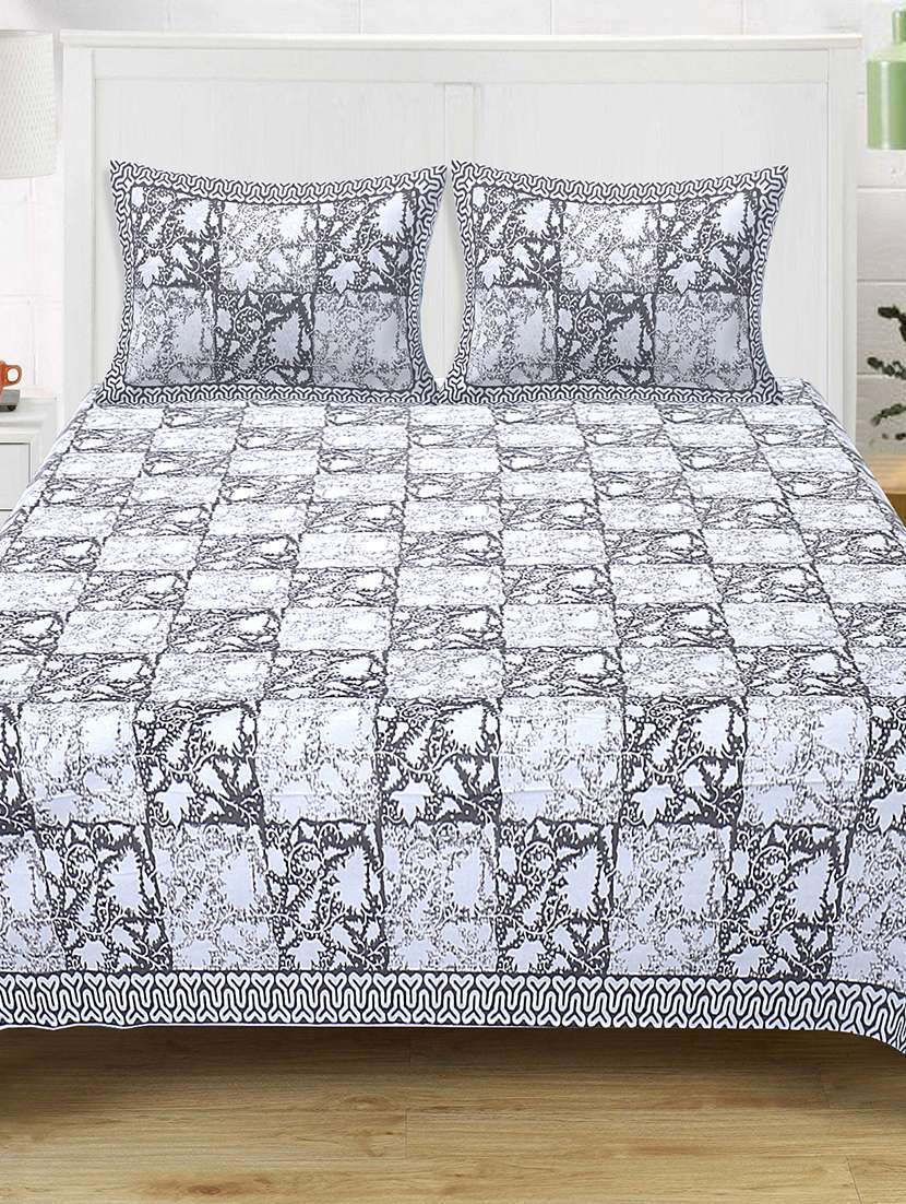 texstylers 100% cotton 120x120 inches super king size jaipuri print bedsheet with 2 pillow covers