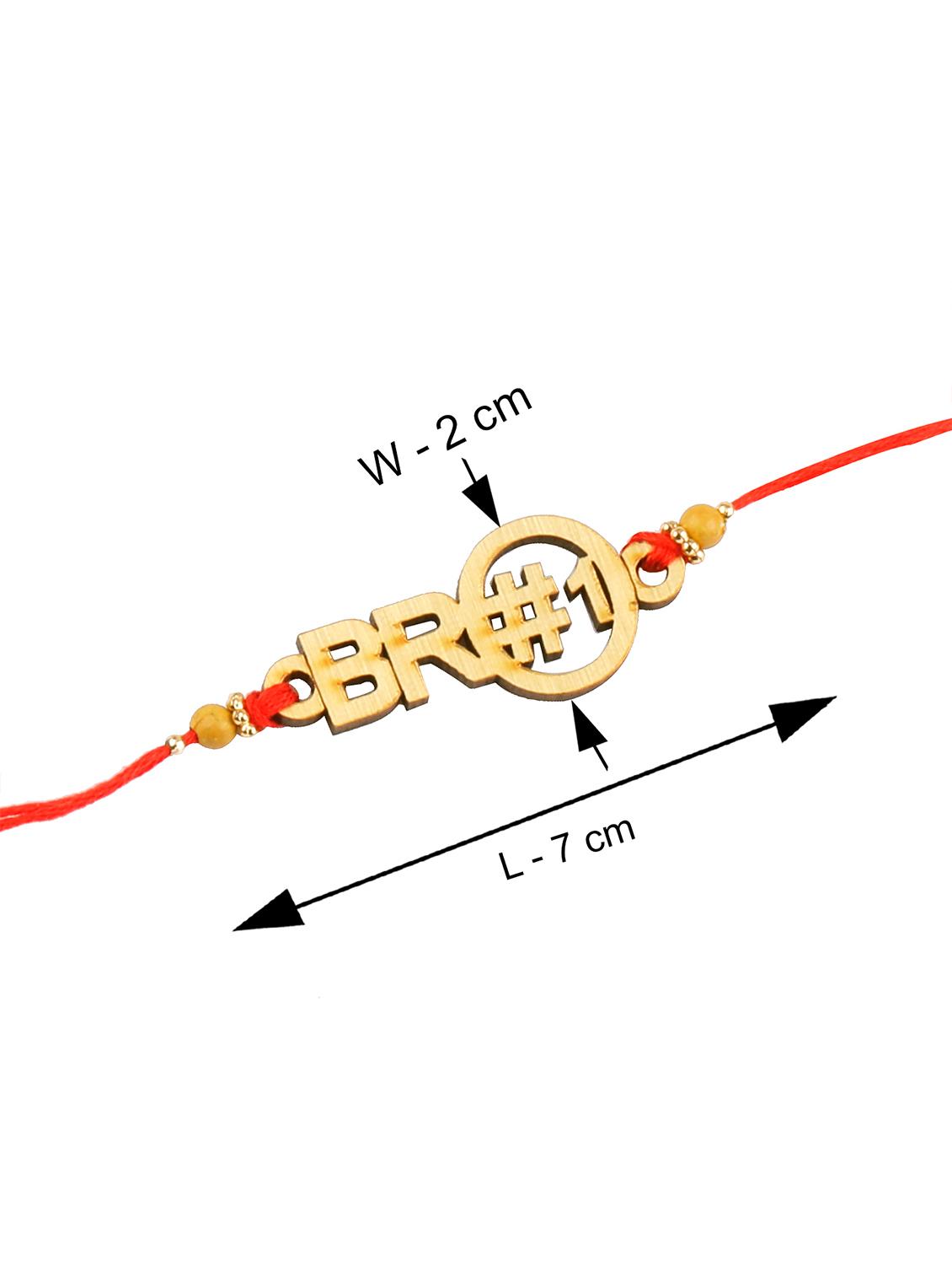 red colored gold plated thread rakhi with roli chawal and greeting card - 17900772 - Standard Image - 2