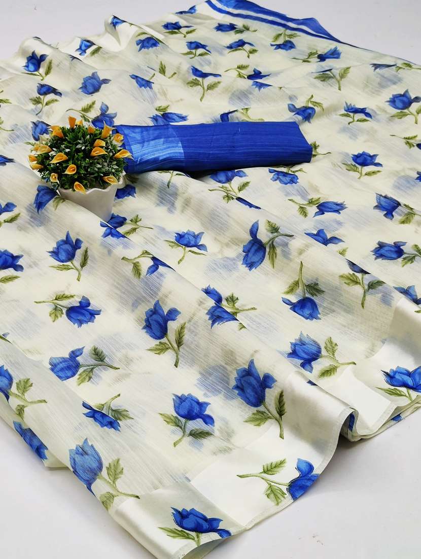 floral printed saree with blouse - 17902483 - Standard Image - 2