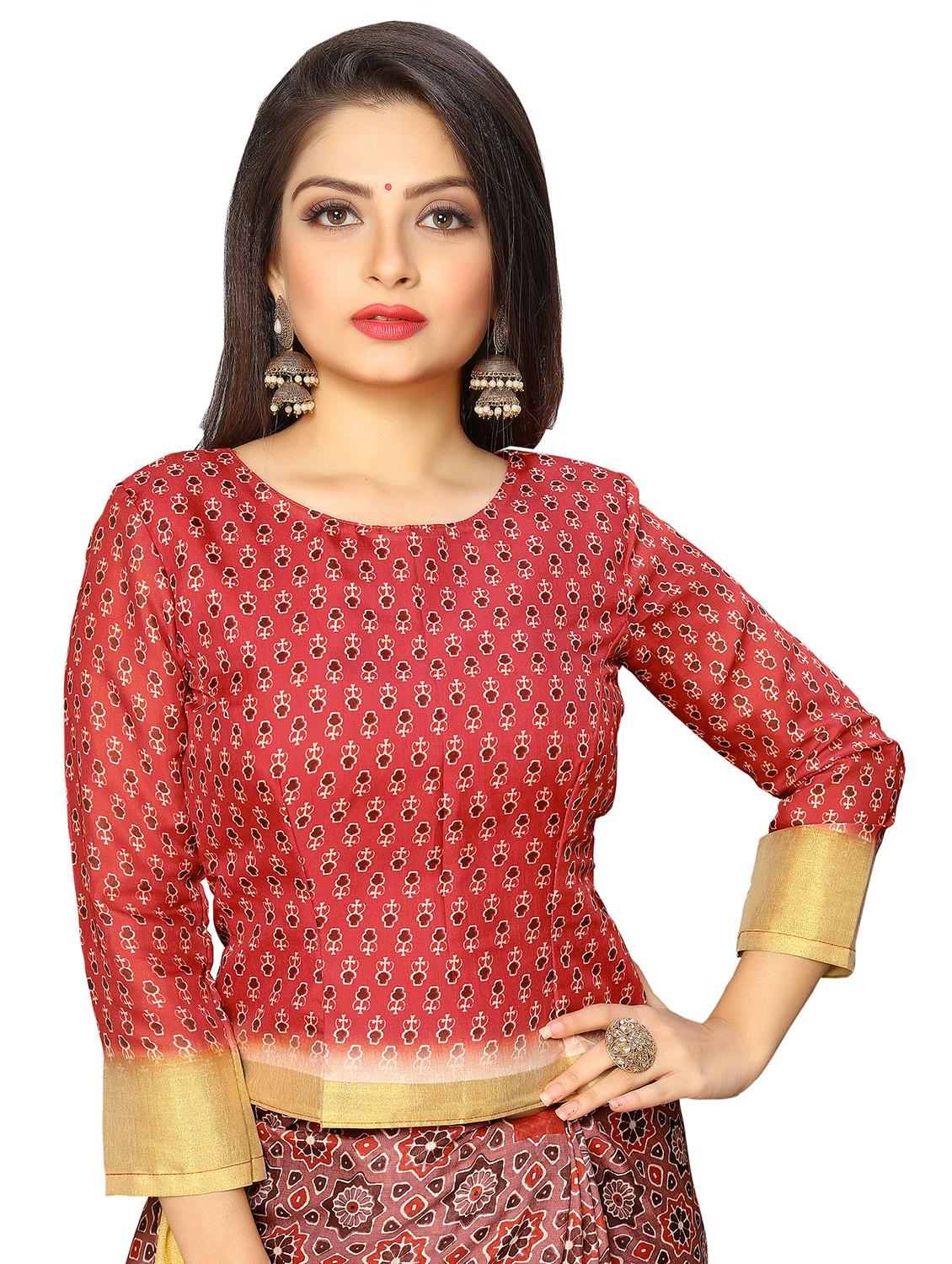 floral printed saree with blouse - 17902951 - Standard Image - 2