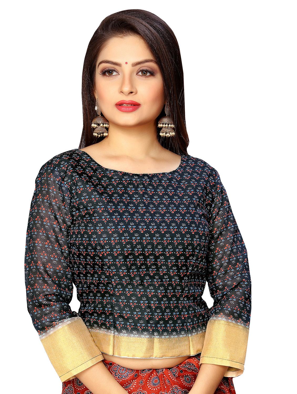 floral printed saree with blouse - 17902957 - Standard Image - 2