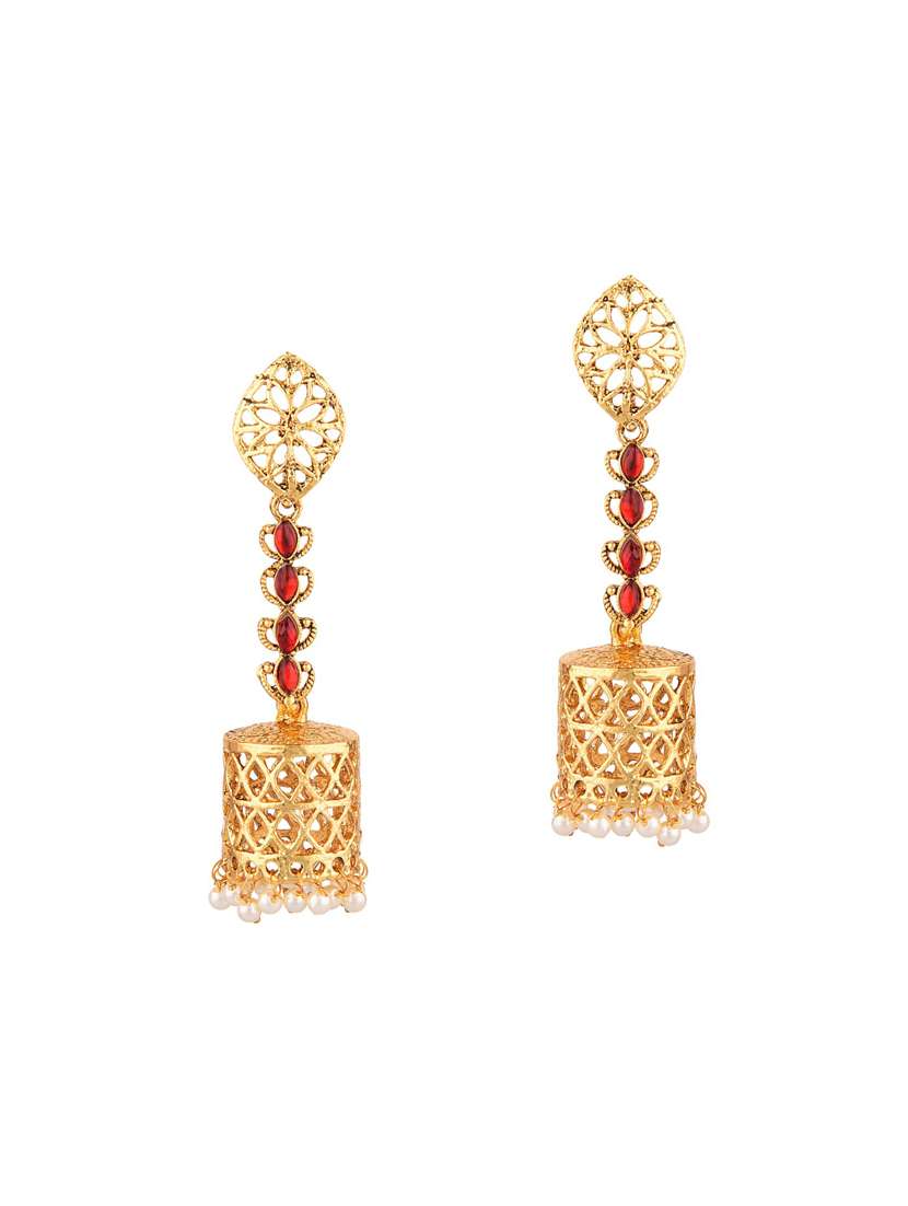 red metal jhumka earring