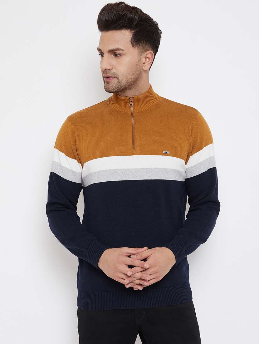 navy blue color block pullover