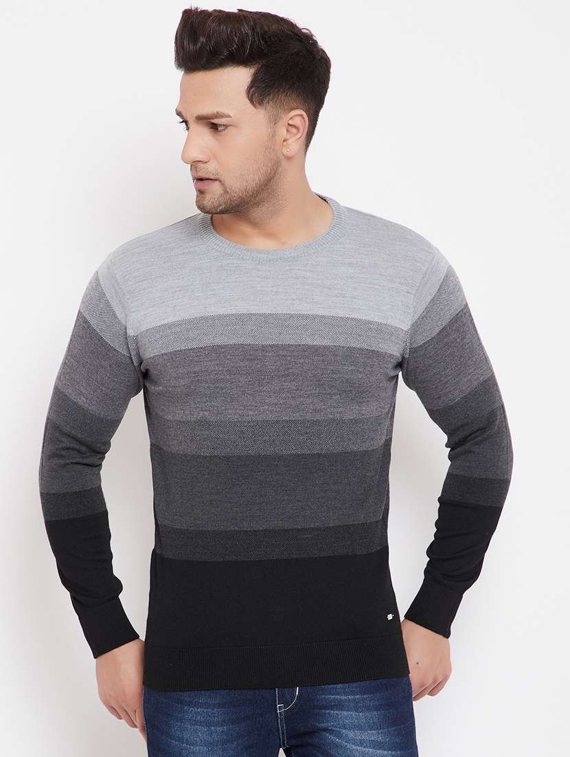 grey color block pullover