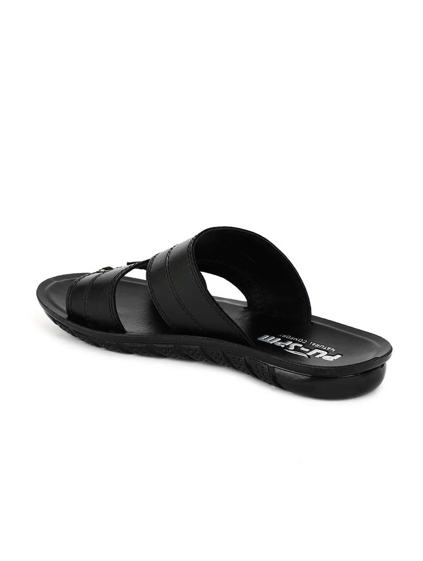 black leatherette slip on sandals - 17905841 -  Standard Image - 2