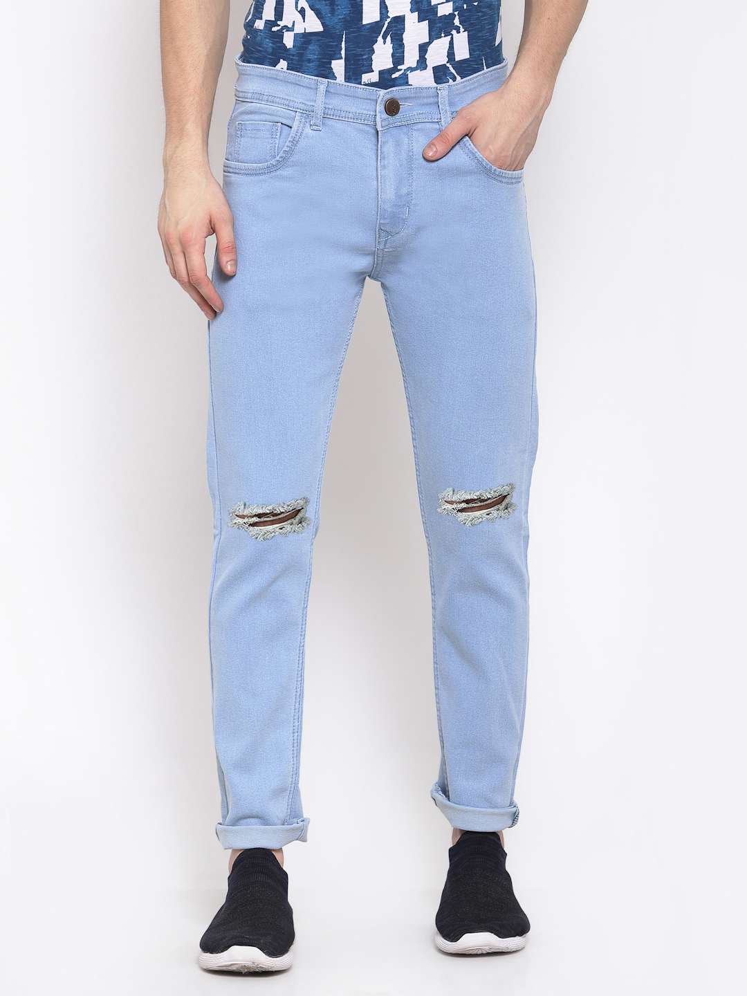 mens slim fit slash knee jeans