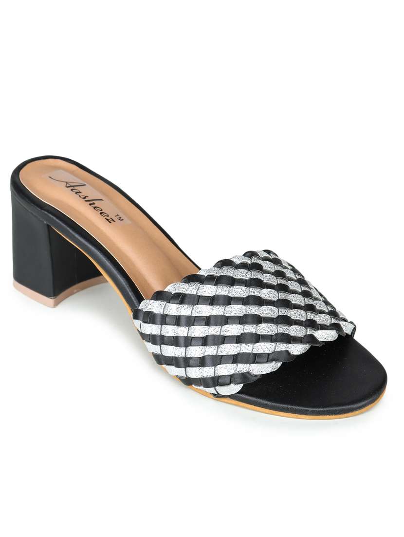 black slip on sandal