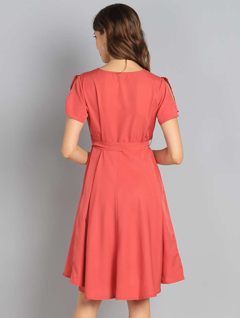women's fit & flare solid dress - 17906178 - Standard Image - 2