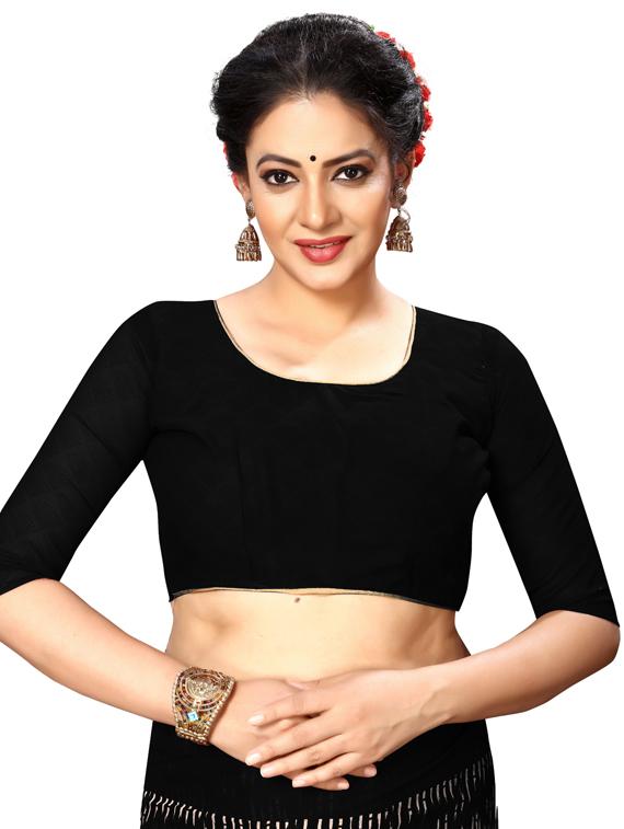 black georgette printed saree with blouse - 17906302 - Standard Image - 2