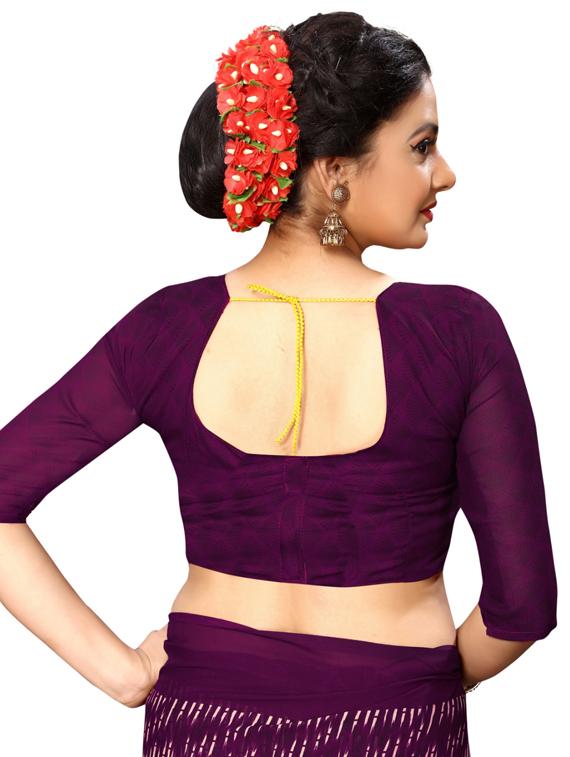 deep puple printed saree with blouse - 17906305 - Standard Image - 2