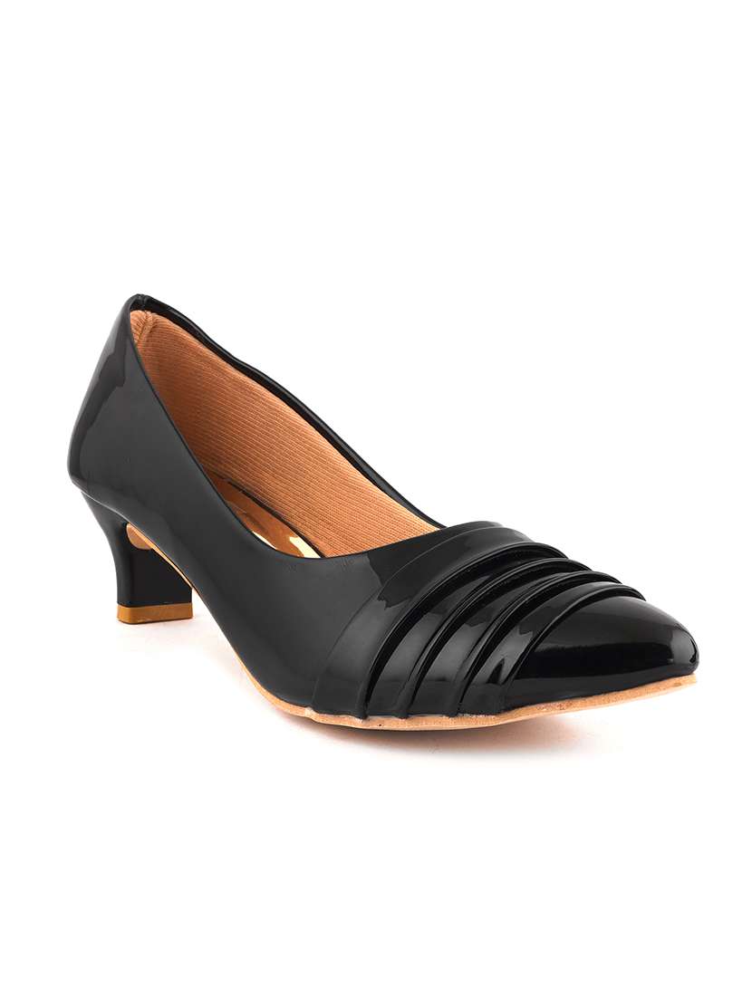 black pu slip on pumps