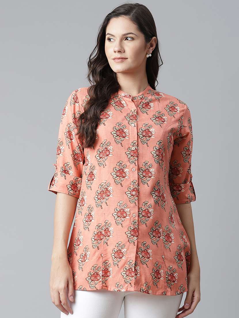 women's straight mandarin neck top