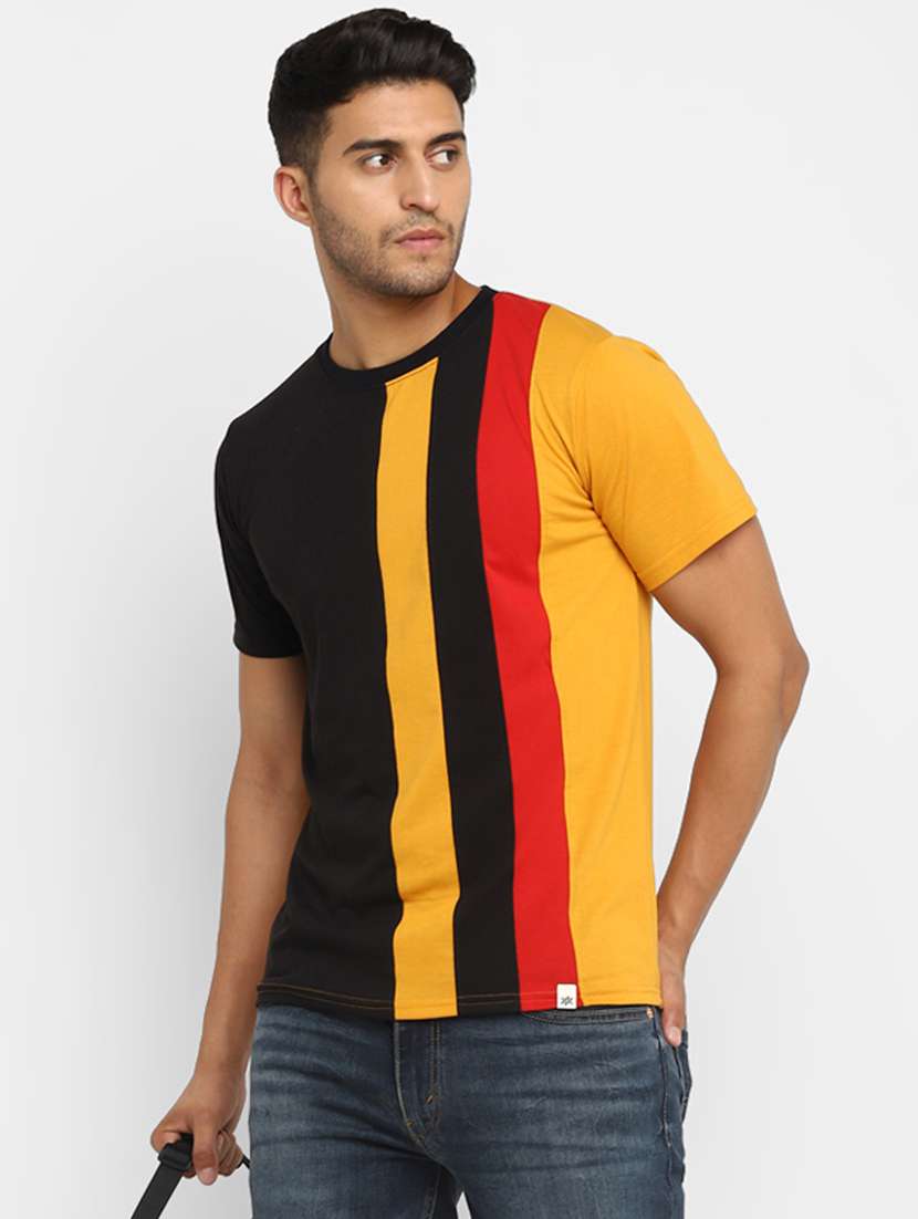 multi colored color block cut & sew t-shirt