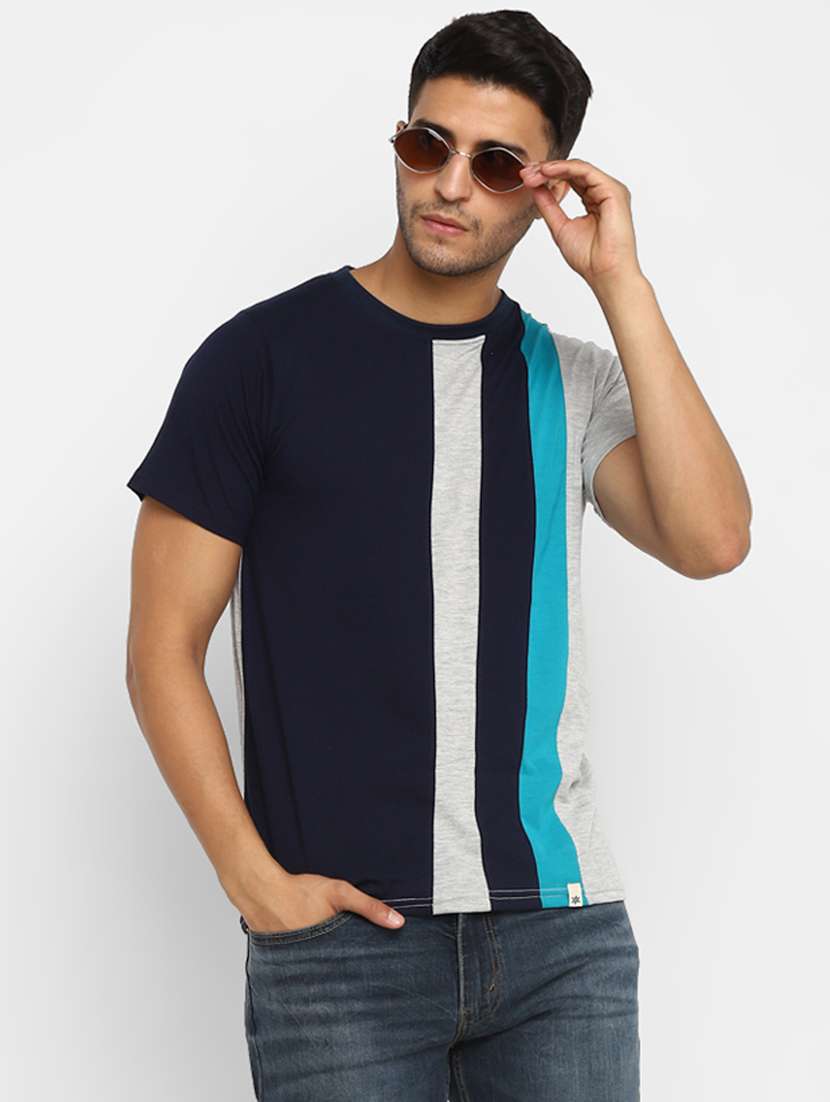 multi colored color block cut & sew t-shirt