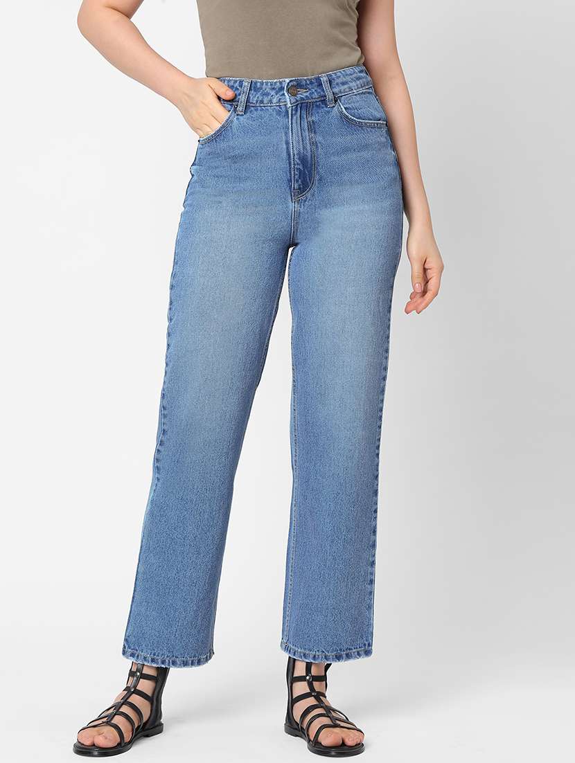 women's plain straight fit jeans
