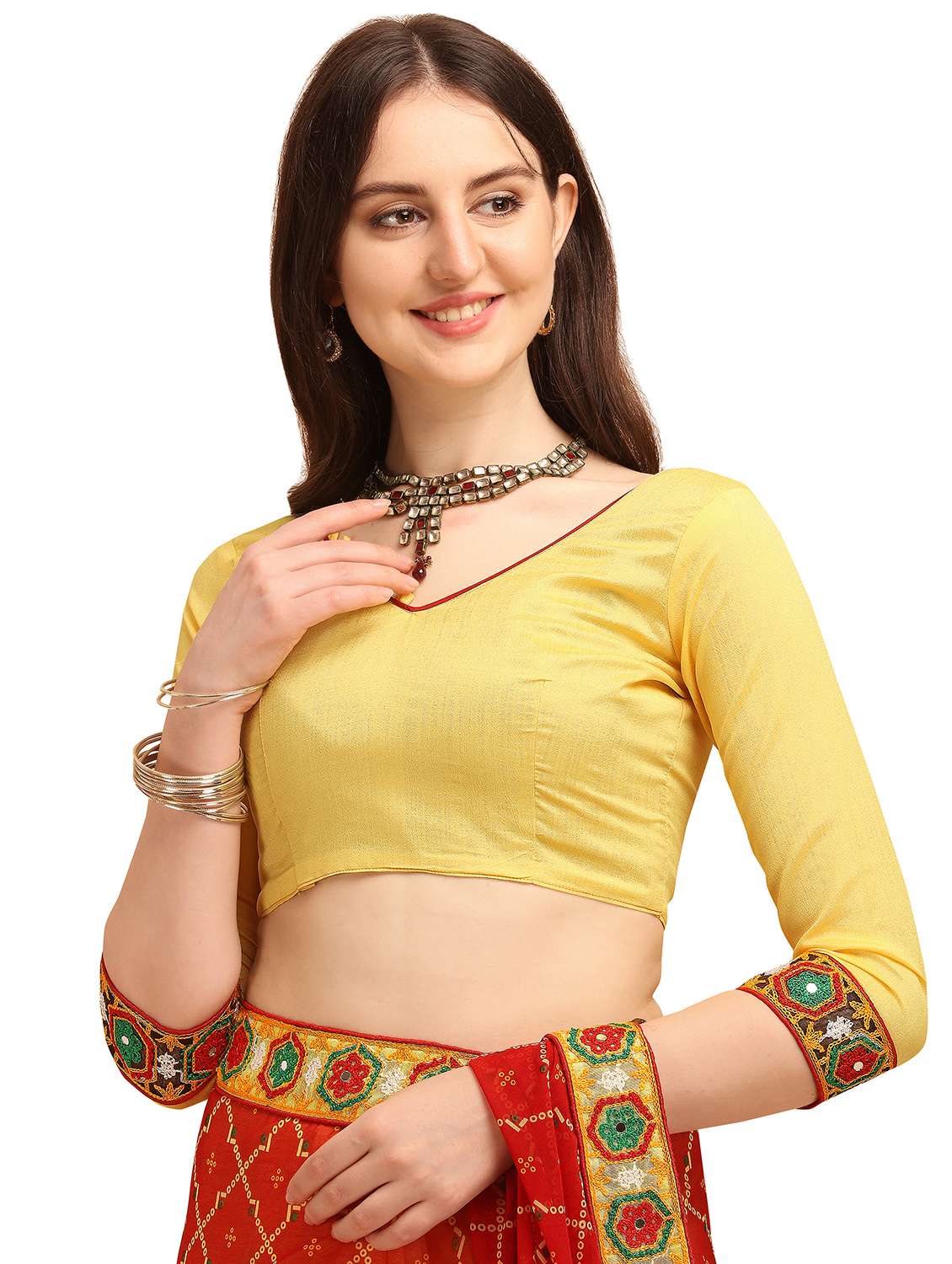 women's printed red colored saree with blouse - 17908155 -  Standard Image - 2