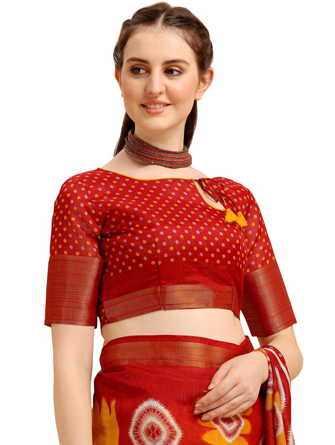 ikat printed saree with blouse - 17908169 - Standard Image - 2
