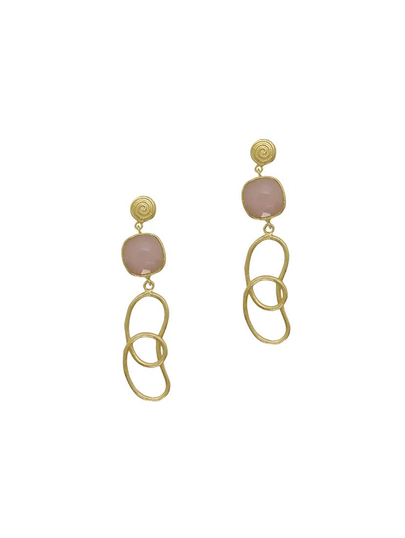 pink brass drop earring