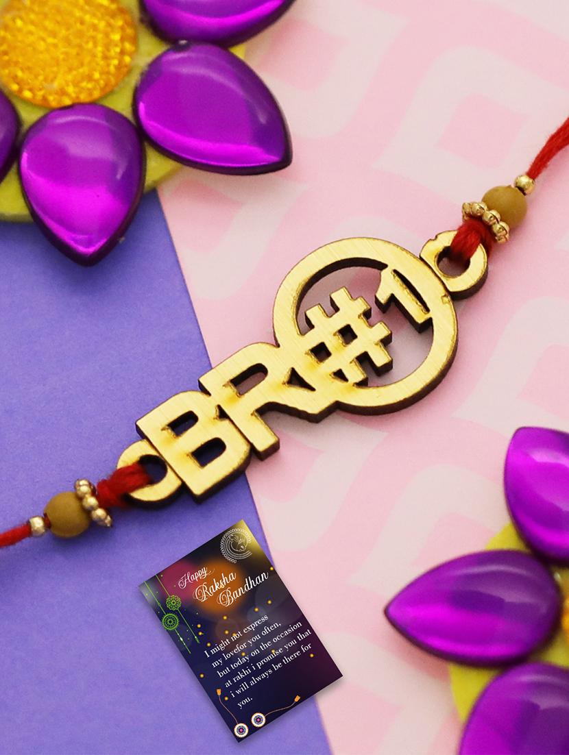 set of 2 thread rakhi with roli chawal and greeting card - 17909865 - Standard Image - 2