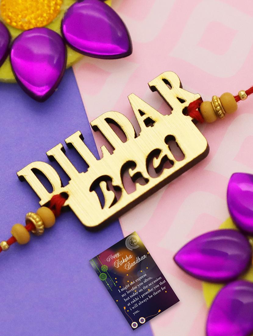 set of 2 thread rakhi with roli chawal and greeting card - 17909887 - Standard Image - 2