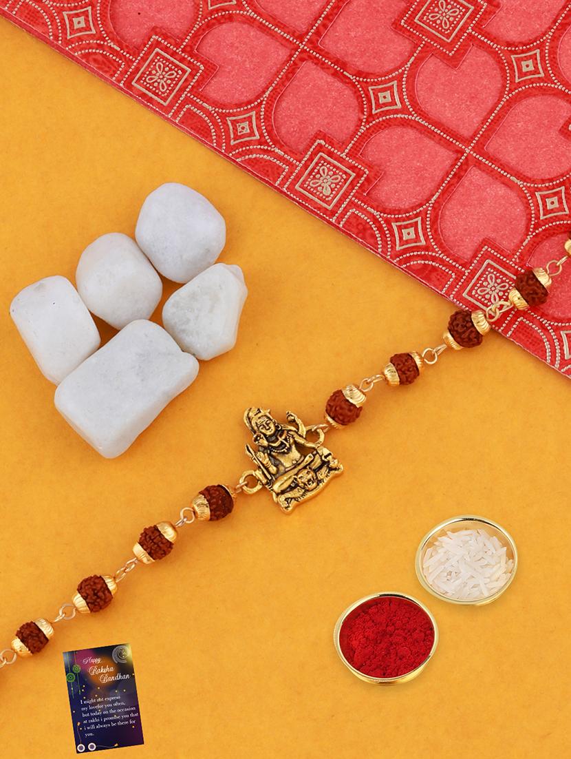 set of 2 rakhi with roli chawal and greeting card - 17909925 - Standard Image - 2