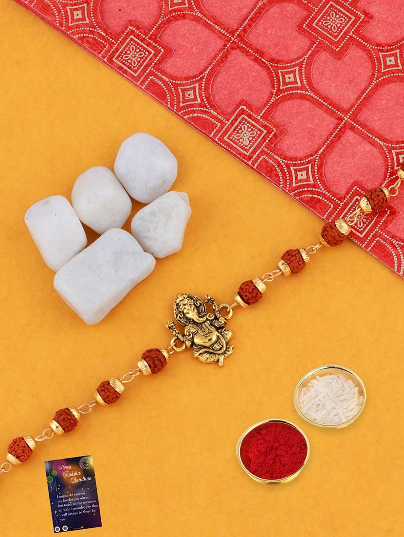 set of 2 rakhi with roli chawal and greeting card - 17909941 - Standard Image - 2