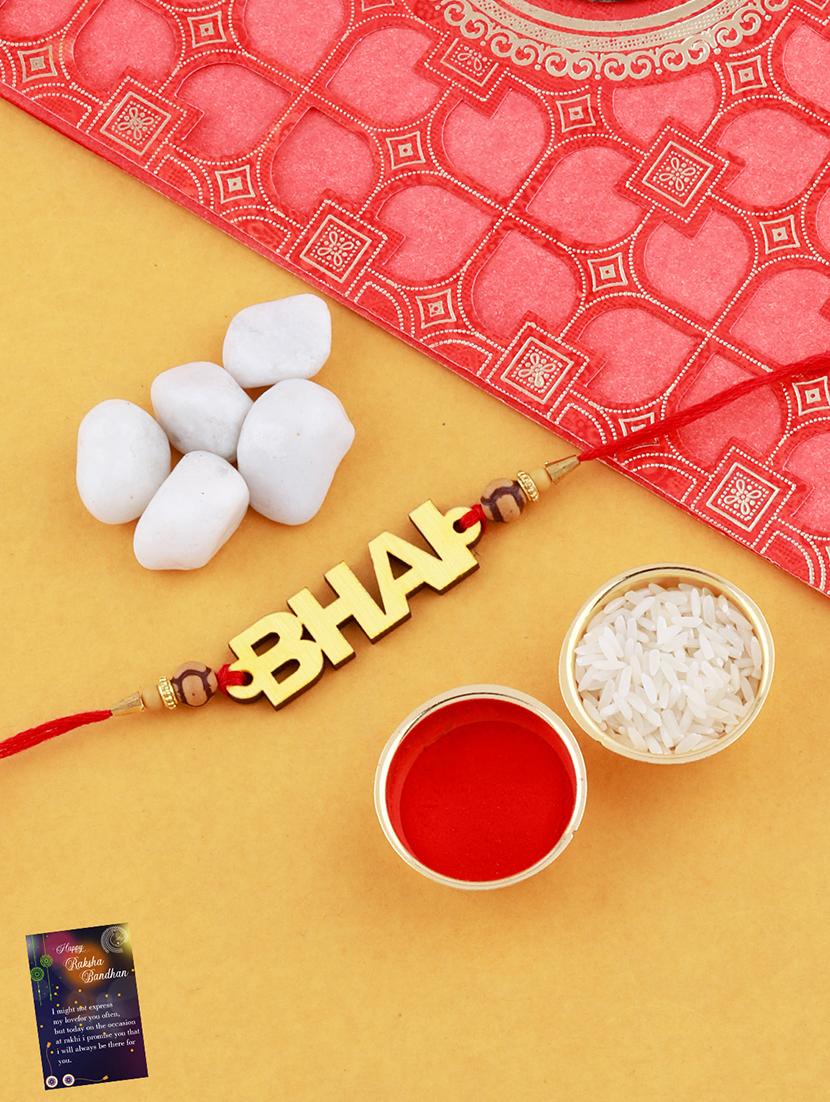 set of 2 rakhi with roli chawal and greeting card - 17909953 - Standard Image - 2
