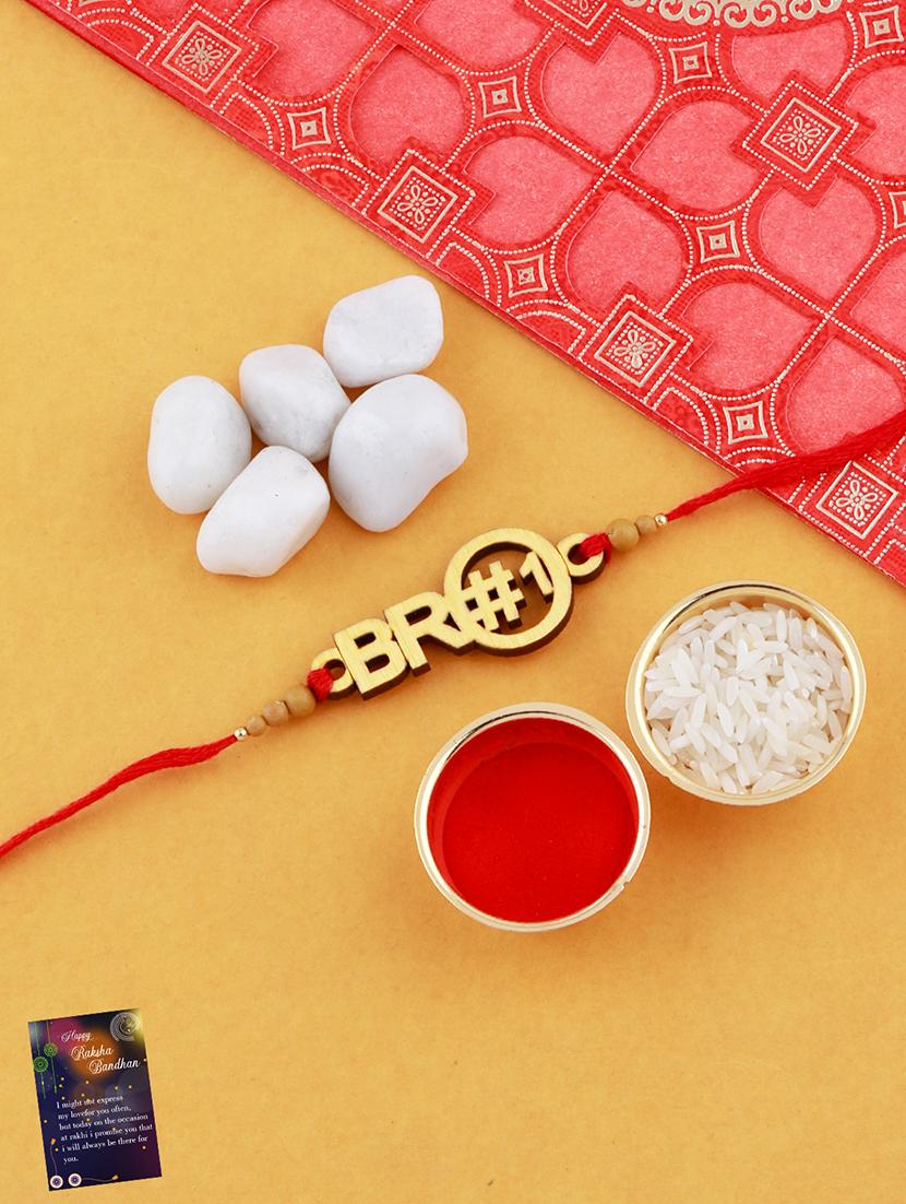set of 2 rakhi with roli chawal and greeting card - 17909957 - Standard Image - 2