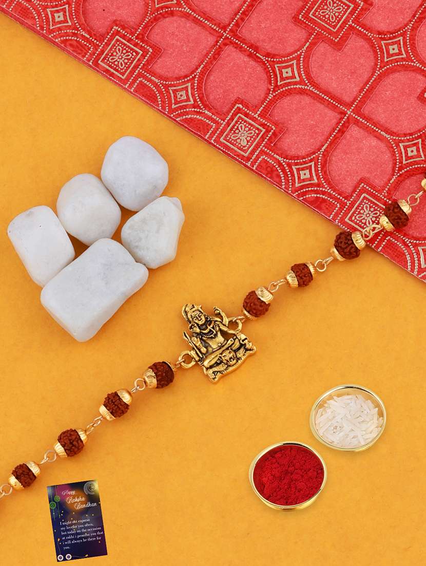 set of 2 rakhi with roli chawal and greeting card - 17909959 - Standard Image - 2