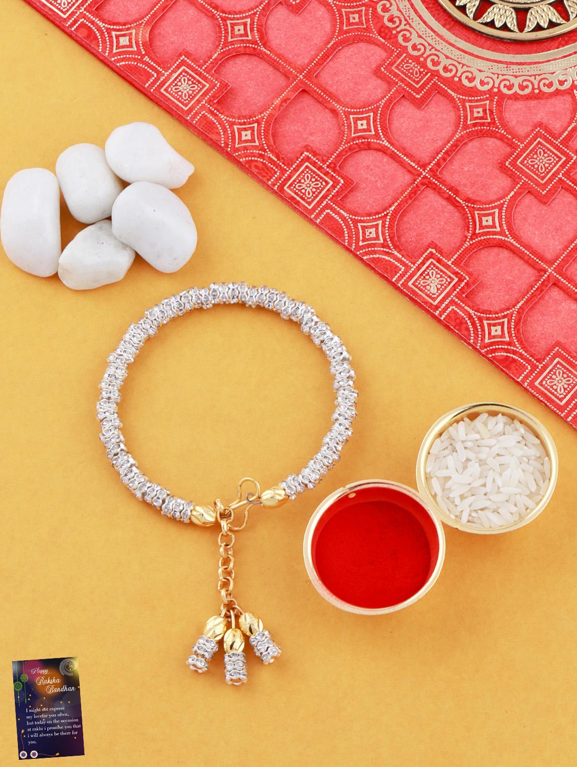 pack of 2 rakhi with roli chawal & greeting card - 17910075 - Standard Image - 2