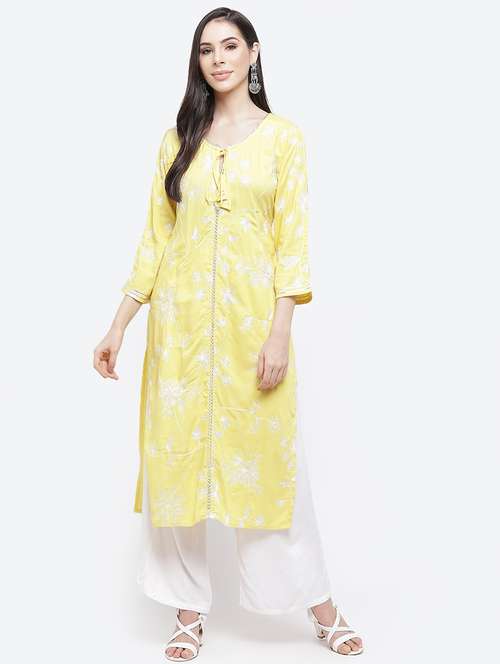 embroidered kurta palazzo set - 17910914 -  Standard Image - 0
