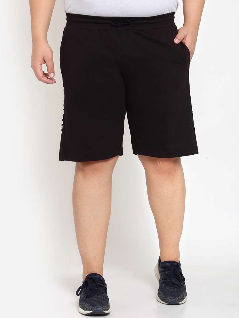 plus size black side striped shorts