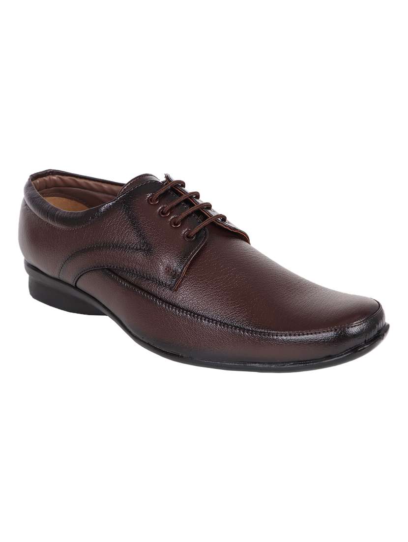 brown leatherette laceup derbies