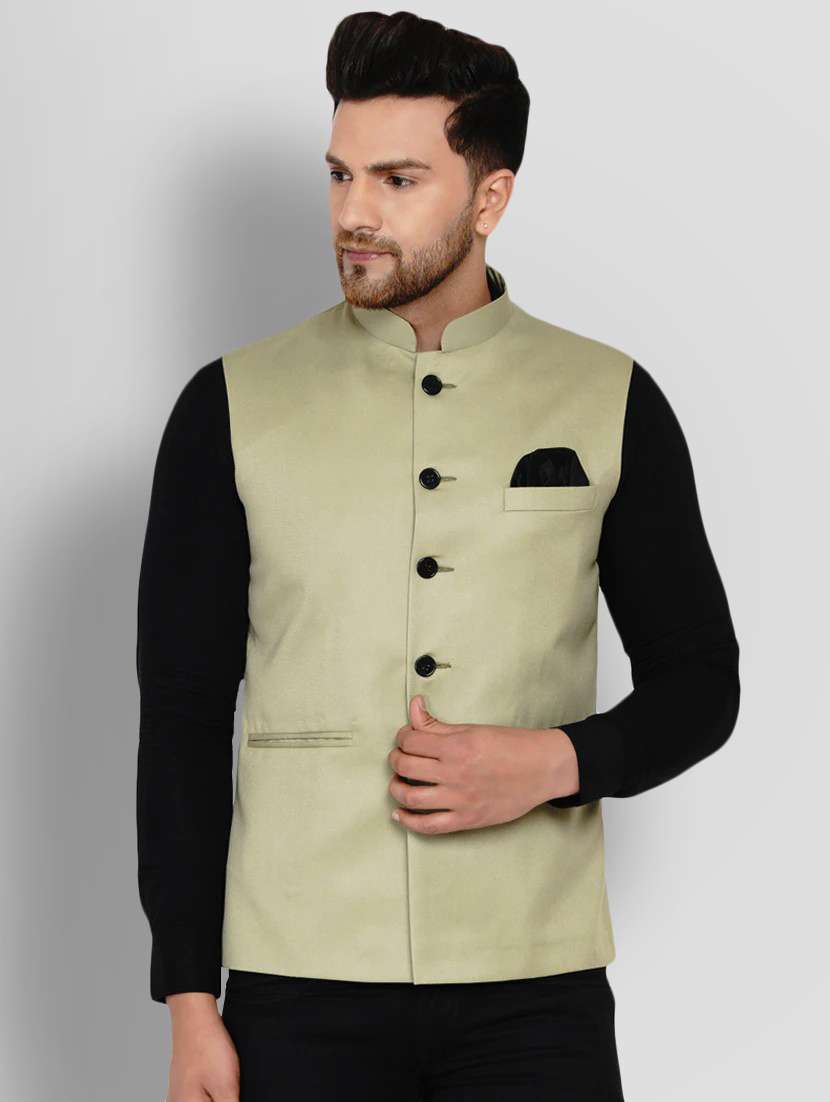 men neo mint solid nehru jacket