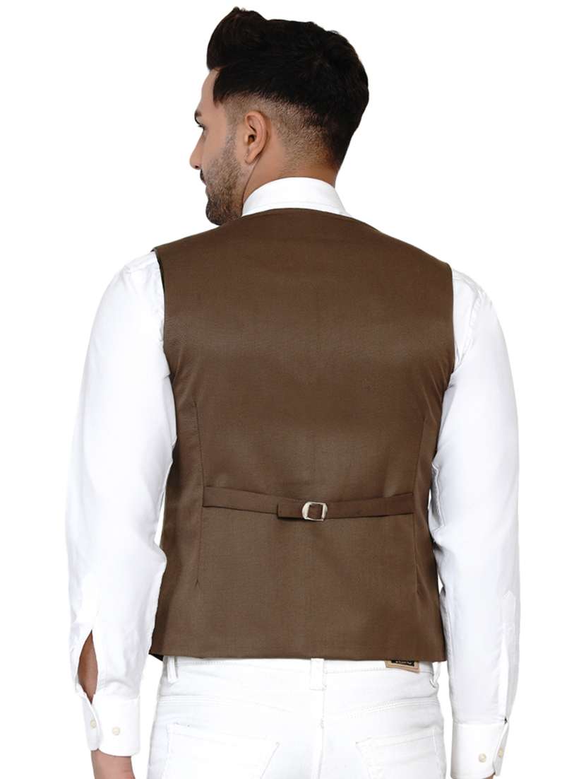brown solid classic waist coat - 17911798 -  Standard Image - 2