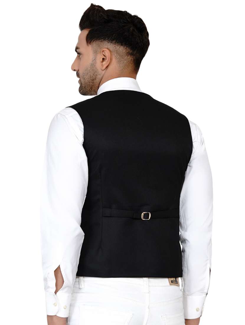 black solid classic waist coat - 17911802 -  Standard Image - 2