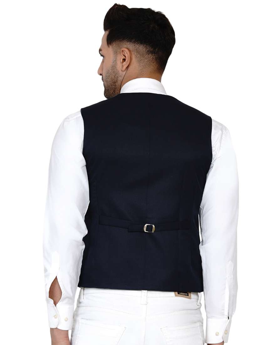 navy blue solid classic waist coat - 17911807 -  Standard Image - 2