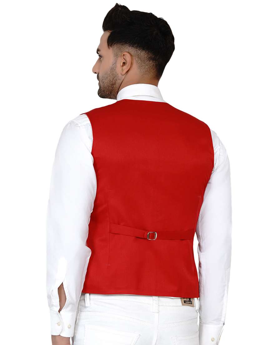 red solid classic waist coat - 17911808 - Standard Image - 2