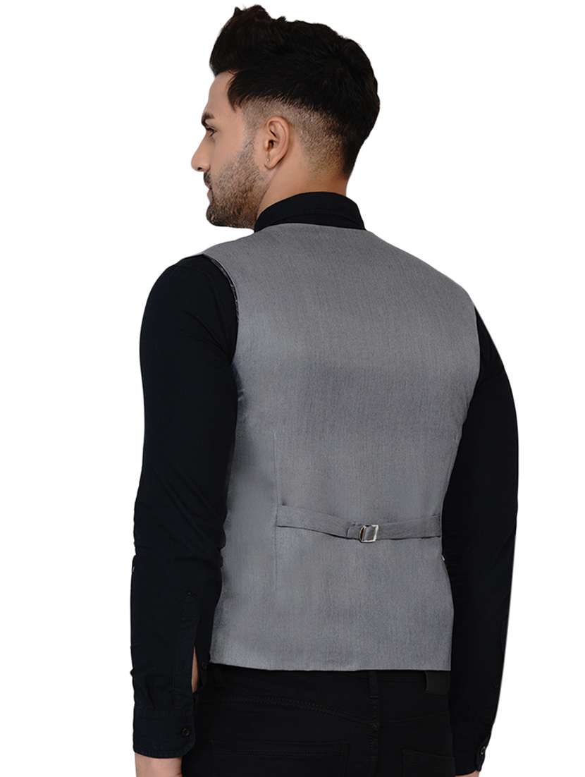 grey solid classic waist coat - 17911814 - Standard Image - 2