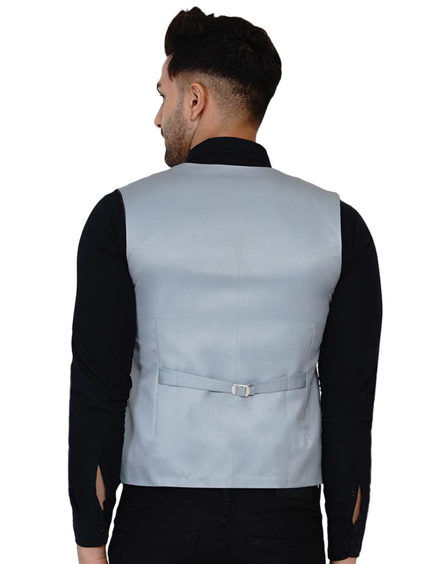 grey solid classic waist coat - 17911816 - Standard Image - 2