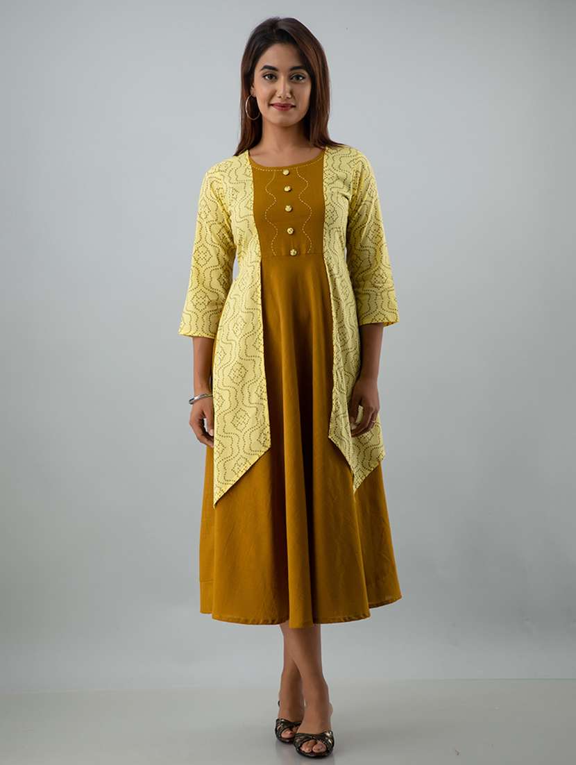 bandhani printed layered ethnic dress 