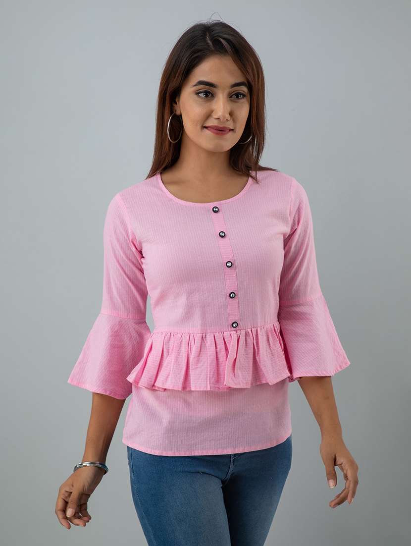 Women's Ruffle Round Neck Top