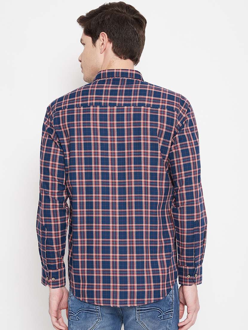 navy blue checkered casual shirt - 17912146 -  Standard Image - 2