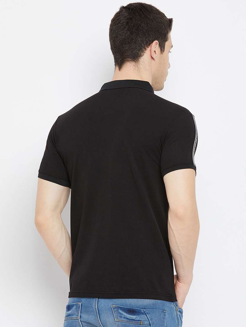 black taped polo t-shirt - 17912184 - Standard Image - 2