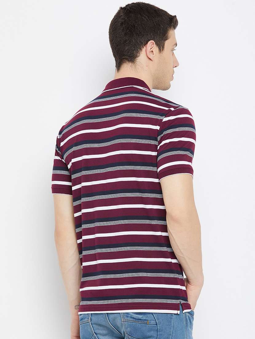 maroon striped polo t-shirt - 17912194 - Standard Image - 2