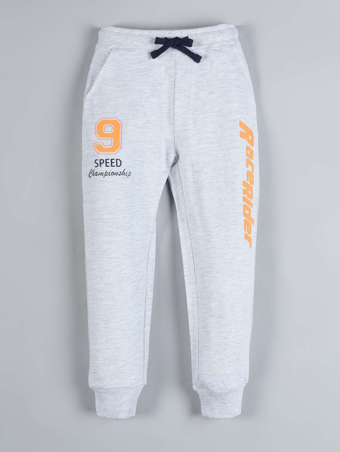 grey typographic printed cotton joggers