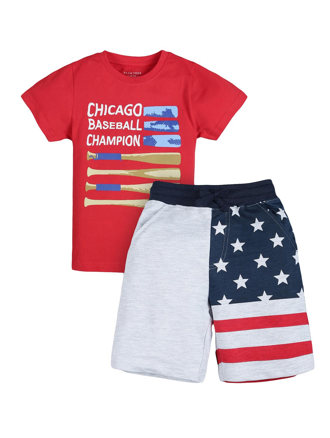boys printed shorts set