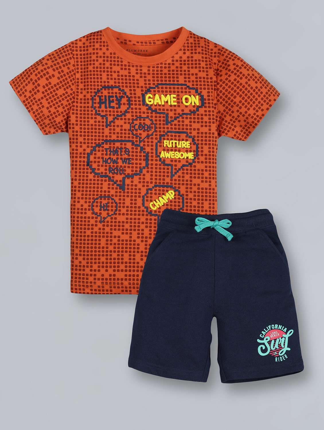 boys printed shorts set